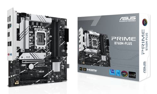 ASUS PRIME B760M-PLUS - Motherboard - micro ATX - LGA1700 Socket - B760 Chipset - USB 3.2 Gen 2, USB 3.2 Gen 1, USB-C 3.2 Gen 1 - 2.5 Gigabit LAN - onboard graphics (CPU required) - HD Audio (8-channel)