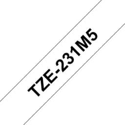 Brother TZe-231 - Adhesive - black on white - Roll (1.2 cm x 8 m) 1 cassette(s) laminated tape (pack of 5) - for P-Touch PT-1010, 1090, 1230, 1280, 1290, 1880, 1950, 2100, 2430, 2700, 3600, 7100, 9500