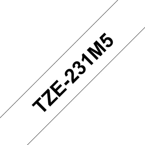 Brother TZe-231 - Adhesive - black on white - Roll (1.2 cm x 8 m) 1 cassette(s) laminated tape (pack of 5) - for P-Touch PT-1010, 1090, 1230, 1280, 1290, 1880, 1950, 2100, 2430, 2700, 3600, 7100, 9500