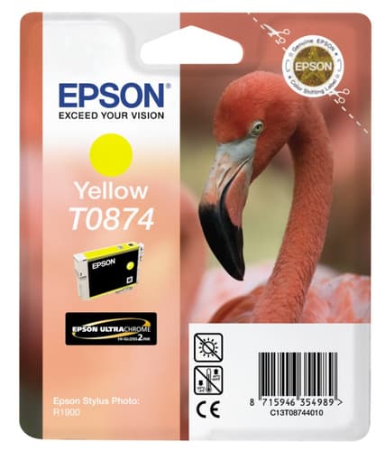 Epson Ink Cartridges, Ultrachrome Hi-Gloss2, T0874, Flamingo, Singlepack, 1 x 11.4 ml Yellow — view 3