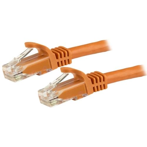 StarTech.com 15m CAT6 Ethernet Cable, 10 Gigabit Snagless RJ45 650MHz 100W PoE Patch Cord, CAT 6 10GbE UTP Network Cable w/Strain Relief, Orange, Fluke Tested/Wiring is UL Certified/TIA - Category 6 - 24AWG (N6PATC15MOR) - Patch cable - RJ-45 (M) to RJ-45 (M) - 15 m - UTP - CAT 6 - molded, snagless - orange