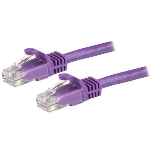 StarTech.com 7.5m CAT6 Ethernet Cable, 10 Gigabit Snagless RJ45 650MHz 100W PoE Patch Cord, CAT 6 10GbE UTP Network Cable w/Strain Relief, Purple, Fluke Tested/Wiring is UL Certified/TIA - Category 6 - 24AWG (N6PATC750CMPL) - Patch cable - RJ-45 (M) to RJ-45 (M) - 7.5 m - UTP - CAT 6 - snagless - purple