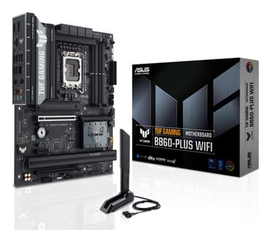 ASUS TUF GAMING B860-PLUS WIFI - Motherboard - ATX - LGA1851 Socket - B860 Chipset - USB-C 3.2 Gen 2x2, USB 3.2 Gen 2, USB 3.2 Gen 1, USB-C 3.2 Gen2 - 2.5 Gigabit LAN, Bluetooth, Wi-Fi 7 - onboard graphics (CPU required) - HD Audio (8-channel)