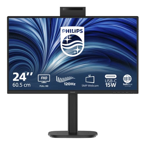 Philips 24B2N3200JH - 3000 Series - LED monitor - 24" (23.8" viewable) - 1920 x 1080 Full HD (1080p) @ 120 Hz - IPS - 1500:1 - HDMI, VGA, DisplayPort - speakers - black