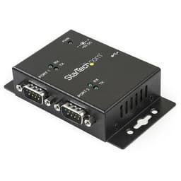 StarTech.com USB to Serial Adapter - 2 Port - Wall Mount - Din Rail Clips - Industrial - COM Port Retention - FTDI - DB9 (ICUSB2322I) - Serial adapter - USB 2.0 - RS-232 x 2 - black