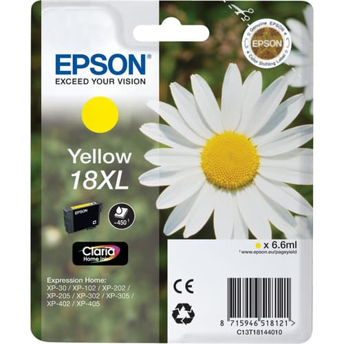 Epson 18XL - XL - yellow - original - ink cartridge - for Expression Home XP-212, 215, 225, 312, 315, 322, 325, 412, 415, 422, 425