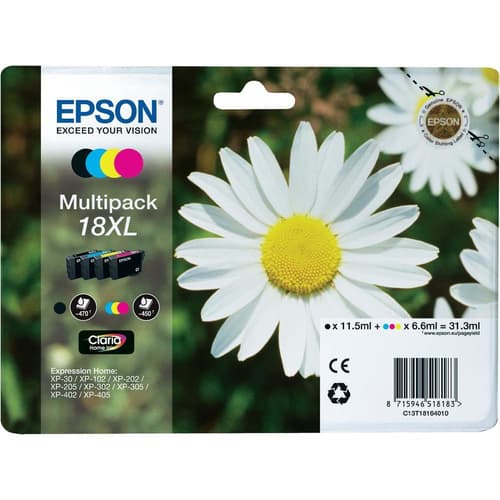 Epson 18XL Multipack - 4-pack - XL - black, yellow, cyan, magenta - original - ink cartridge - for Expression Home XP-212, 215, 225, 312, 315, 322, 325, 412, 415, 422, 425 — view 3