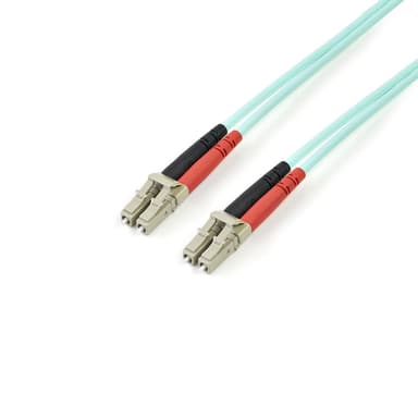 StarTech.com Aqua OM4 Duplex Multimode Fiber - 3m/ 9 ft - 100 Gb - 50/125 - OM4 Fiber - LC to LC Fiber Patch Cable (450FBLCLC3) - Network cable - LC multi-mode (M) to LC multi-mode (M) - 3 m - fibre optic - duplex - 50 / 125 micron - OM4 - aqua