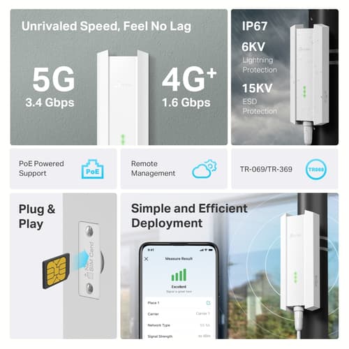 TP-Link NE211-Outdoor V1 - wireless router - Bluetooth, LTE - 5G - pole-mountable, wall-mountable — view 4