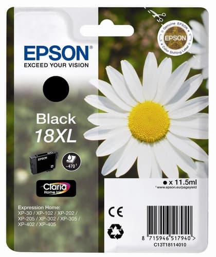 Epson 18XL - XL - black - original - blister with RF/acoustic alarm - ink cartridge - for Expression Home XP-212, 215, 225, 312, 315, 322, 325, 412, 415, 422, 425