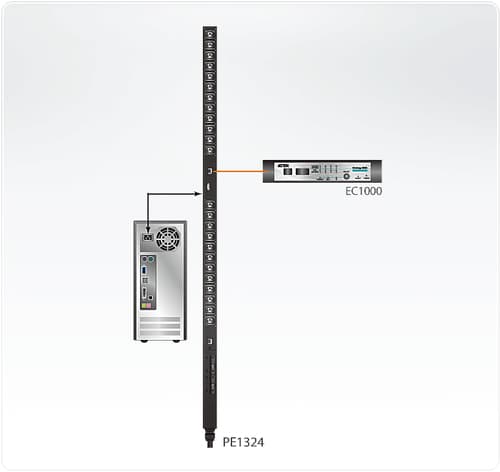 ATEN PE1324G - Power distribution unit (rack-mountable) - AC 100-240 V - 7.4 kW - 7360 VA - Ethernet 10/100 - input: IEC 60309 32A - output connectors: 24 — view 3