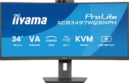 iiyama ProLite XCB3497WQSNPH-B1 - LED monitor - curved - 34" (31.3" viewable) - 3440 x 1440 UWQHD @ 120 Hz - VA - 300 cd/m� - 3000:1 - 0.4 ms - 2xHDMI, DisplayPort, USB-C - speakers - matte black