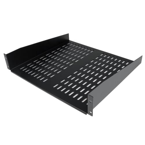 StarTech.com 1U Server Rack Shelf, 2U 16in Universal Fixed Vented Network Rack Shelf/Cantilever Tray for 19" AV/Data/Network Equipment Enclosure w/Cage Nuts & Screws, 50lbs Weight Cap. - 2U Network Rack Shelf (CABSHELFV) - Rack shelf - black - 2U - 19" - for P/N: RK12OD2, RK2537BKM, RK3236BKF, RK4236BKB, RK4242BK24, RK4242BK30, RKQMCAB12V2