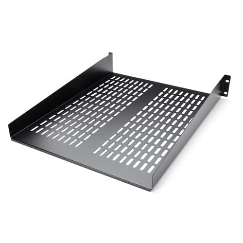 StarTech.com 1U Server Rack Shelf, 2U 22in Universal Fixed Vented Network Rack Shelf/Cantilever Tray for 19" AV/Data/Network Equipment Enclosure w/Cage Nuts & Screws, 50lbs Weight Cap. - 2U Network Rack Shelf (CABSHELF22V) - Rack shelf - black - 2U - 22" - for P/N: RK12OD2, RK2433BKM, RK2537BKM, RK3236BKF, RK4236BKB, RK4242BK24, RK4242BK30