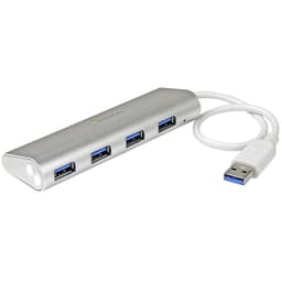 StarTech.com 4 Port Portable USB 3.0 Hub with Built-in Cable - Aluminum and Compact USB Hub (ST43004UA) - Hub - 4 x SuperSpeed USB 3.0