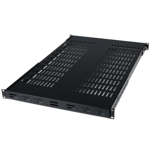 StarTech.com 1U Adjustable Vented Server Rack Mount Shelf - 175lbs - 19.5 to 38in Deep Universal Tray for 19" AV/ Network Equipment Rack (ADJSHELF) - Rack shelf - black - 1U - 19" - for P/N: CABSCRWS1224, RK1536BKF, RK1836BKF, RK3236BKF, RK4236BKB, RK4242BK24, RK4242BK30