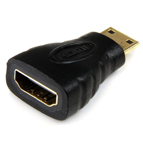 StarTech.com Mini HDMI to HDMI Adapter, 4K High Speed HDMI Adapter, 4K 30Hz Ultra HD High Speed HDMI Adapter, HDMI 1.4, Gold Plated Connectors, UHD Mini HDMI Adapter 4K, Black - Mini HDMI to HDMI Converter - HDMI adapter - HDMI female to 19 pin mini HDMI Type C male - black