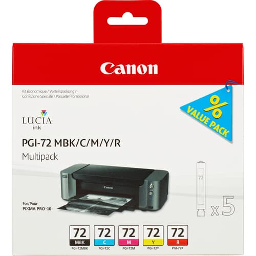 Canon PGI-72 MBK/C/M/Y/R Multipack - 5-pack - yellow, cyan, magenta, red, matte black - original - ink tank - for PIXMA PRO-10, PRO-10S, PIXUS PRO-10