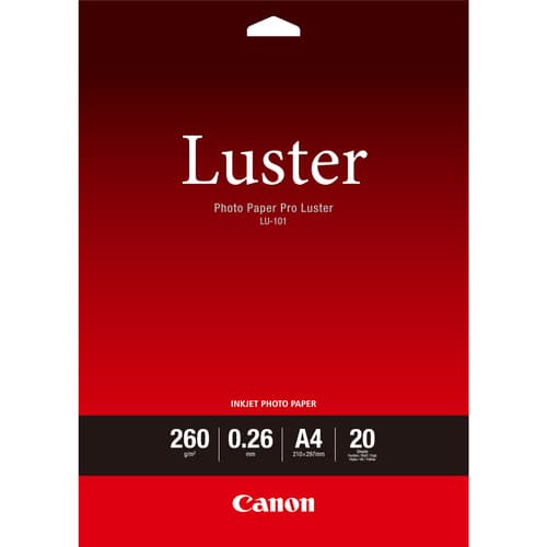 Canon Photo Paper Pro Luster LU-101 - Luster - 260 micron - A4 (210 x 297 mm) - 260 g/m� - 20 sheet(s) photo paper - for PIXMA PRO-1, PRO-10, PRO-100, TS7450i
