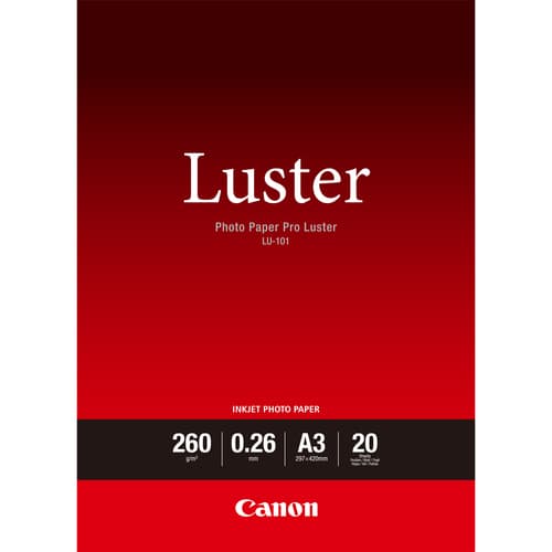 Canon Photo Paper Pro Luster LU-101 - Luster - 260 micron - A3 (297 x 420 mm) - 260 g/m� - 20 sheet(s) photo paper - for PIXMA PRO-1, PRO-10, PRO-100