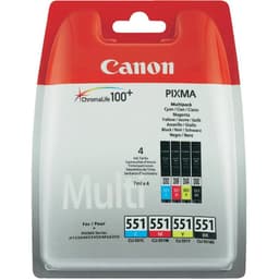 Canon CLI-551 - 6509B008 - 1 x Black,1 x Cyan,1 x Magenta,1 x Yellow - Multipack - Ink tank - For PIXMA iP8750,iX6850,MG5550,MG5650,MG5655,MG6450,MG6650,MG7150,MG7550,MX725,MX925