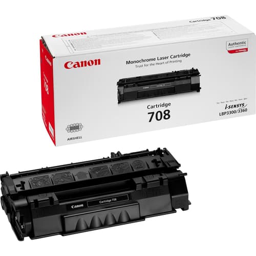 Canon 708 - 0266B002 - 1 x Black - Toner Cartridge - For iSENSYS LBP3360, Laser Shot LBP3300,3360