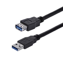 StarTech.com 1m Black SuperSpeed USB 3.0 Extension Cable A to A - Male to Female USB 3 Extension Cable Cord 1 m (USB3SEXT1MBK) - USB extension cable - USB Type A (M) to USB Type A (F) - USB 3.0 - 1 m - black - for P/N: BNDDKT30CAHV, SV211DPUA4K, SV211HDUA4K, USB2001EXT2NA, USB2002EXT2NA, USB2004EXT2NA