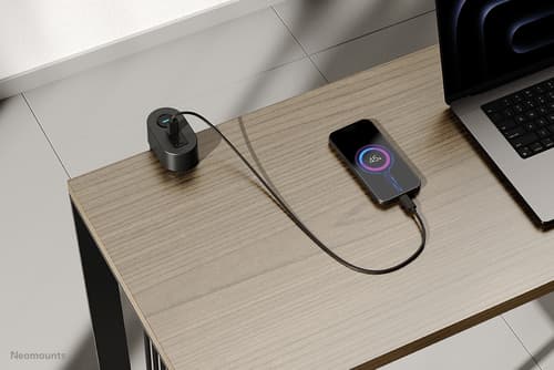 Neomounts - Power strip - USB-C + USB-A - AC 230 V - 3680 Watt - input: Type F - output connectors: 3 (2 x 24 pin USB-C (PD), USB, 3 x power Type F) - 1.4 m cord - black - with Clamp Desk Mount — view 15