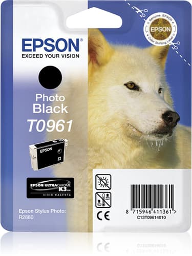 Epson Ink Cartridges, T0961, Husky, Singlepack Photo Black
