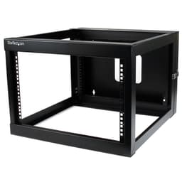 StarTech.com 6U Hinged Open Frame Wall Mount Network Rack - 4-Post 22" Depth Swing Out Computer Equipment Rack - 110lbs capacity (RK619WALLOH) - Rack - wall mountable - black - 6U - 22"