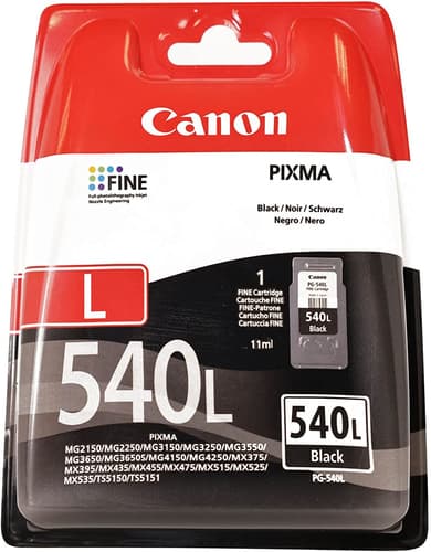 Canon PG-540L - 11 ml - L size - black - original - ink cartridge - for PIXMA MG3250, MG3550, MG3650, MG4250, MX395, MX455, MX475, MX525, MX535, TS5150, TS5151