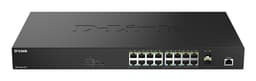 D-Link DMS 1250-18P - Switch - L2+ - smart - 16 x 10/100/1000/2.5G (PoE+) + 2 x 10 Gigabit SFP+ - desktop - PoE+ (370 W)