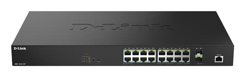 D-Link DMS 1250-18P - Switch - L2+ - smart - 16 x 10/100/1000/2.5G (PoE+) + 2 x 10 Gigabit SFP+ - desktop - PoE+ (370 W)