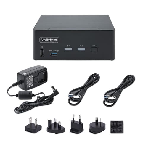 StarTech.com 2-Port Dual-Monitor DisplayPort KVM Switch, 8K 60Hz / 4K 144Hz, DP 1.4, 2x USB 10Gbps Ports, 4x USB HID Ports, Hotkey Switching, TAA Compliant - KVM / audio / USB switch - 2 x KVM / audio / USB - 1 local user - desktop - TAA Compliant — view 8