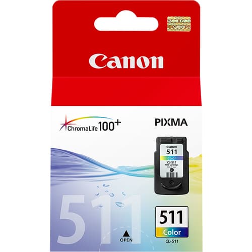 Canon CL-511 - 2972B001 - 1 x Cyan,1 x Magenta,1 x Yellow - Ink Cartridge - For PIXMA MP230,MP237,MP252,MP258,MP272,MP280,MP282,MP495,MP499,MX360,MX410,MX420