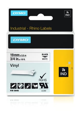 18445 DYMO TAPE BLACK ON WHITE 19MM — view 1