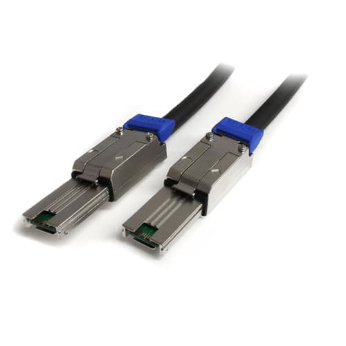 StarTech.com 3m External Mini SAS Cable - Serial Attached SCSI SFF-8088 to SFF-8088 - 2x SFF-8088 (M) - TAA Compliant - 3 meter, Black (ISAS88883) - SAS external cable - TAA Compliant - SAS 6Gbit/s - 4-Lane - 26 pin 4x Shielded Mini MultiLane SAS (SFF-8088) (P) to 26 pin 4x Shielded Mini MultiLane SAS (SFF-8088) (P) - 3 m - latched - black