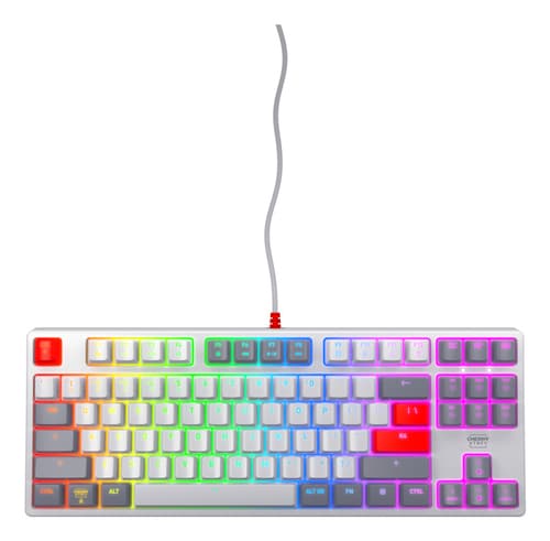 CHERRY XTRFY K4V2 - Retro Edition - keyboard - RGB - 80% - TKL - backlit - USB - QWERTY - US - key switch: CHERRY MX2A Red - grey