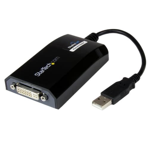 StarTech.com USB to DVI Adapter - 1920x1200 - External Video & Graphics Card - Dual Monitor Display Adapter Cable - Supports Mac & Windows (USB2DVIPRO2) - USB / DVI adapter - USB (M) to DVI-I (F) - USB 2.0 - 27 m - 1920 x 1200 (WUXGA) support - black - for P/N: DVIDDMM10, DVIDDMM6, DVIDSMM10, DVIMM6, DVISPL1DD, HDDVIMM3, HDMIDVIMM10, HDMIDVIMM6