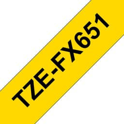 Brother TZe-FX651 - Black on yellow - Roll (2.4 cm x 8 m) 1 cassette(s) flexible tape - for Brother PT-D600, P-Touch PT-3600, D610, D800, E550, P750, P900, P950, P-Touch EDGE PT-P750