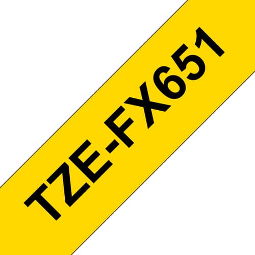 Brother TZe-FX651 - Black on yellow - Roll (2.4 cm x 8 m) 1 cassette(s) flexible tape - for Brother PT-D600, P-Touch PT-3600, D610, D800, E550, P750, P900, P950, P-Touch EDGE PT-P750