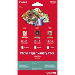 Canon Variety Pack VP-101 - 100 x 150 mm 15 sheet(s) photo paper kit - for PIXMA MG2550, MG3550, MG3650, MG5750, MG5751, MG6450, MG6850, MG7150, MG7750, MG7751