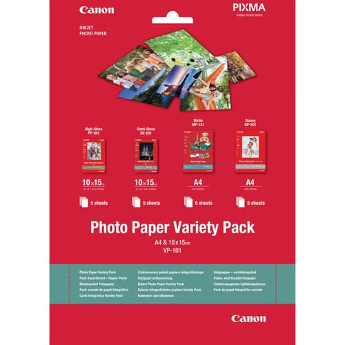 Canon Variety Pack VP-101 - 20 sheet(s) photo paper kit - for PIXMA MG2550, MG3550, MG3650, MG5750, MG5751, MG6450, MG6850, MG7150, MG7750, MG7751 — view 1