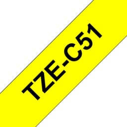 Brother TZe-C51 - Black on yellow - Roll (2.4 cm x 5 m) 1 cassette(s) fluorescent tape - for Brother PT-D600, P-Touch PT-3600, D800, E550, P750, P900, P950, P-Touch Cube Plus PT-P710