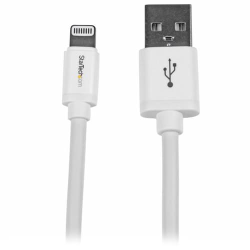 StarTech.com 2m (6ft) Long White Apple 8-pin Lightning Connector to USB Cable for iPhone / iPod / iPad