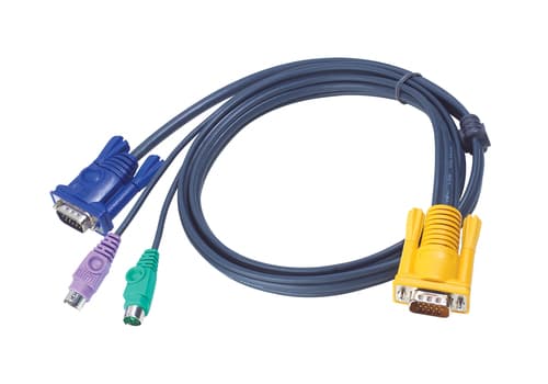ATEN 2L-5206P - Keyboard / video / mouse (KVM) cable - 15 pin SPHD (M) to 15 pin D-Sub (DB-15), PS/2 (M) - 6 m — view 1