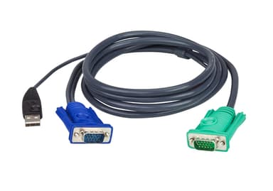 ATEN 2L-5202U - Keyboard / video / mouse (KVM) cable - USB, HD-15 (VGA) (M) to USB, HD-15 (VGA) (M) - 1.8 m - for KVM on the NET CS1708, CS1716, Master View max CS-1716, MasterView USB KVM Switch CS-1708