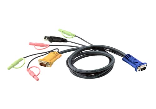 ATEN 2L-5303U - Keyboard / mouse / video / audio cable - USB, HD-15 (VGA), mini-phone stereo 3.5 mm (M) to mini-phone stereo 3.5 mm, 15 pin SPHD (M) - 3 m - for Master View max CS-1754, CS-1758, MasterView CS-1732, CS-1734
