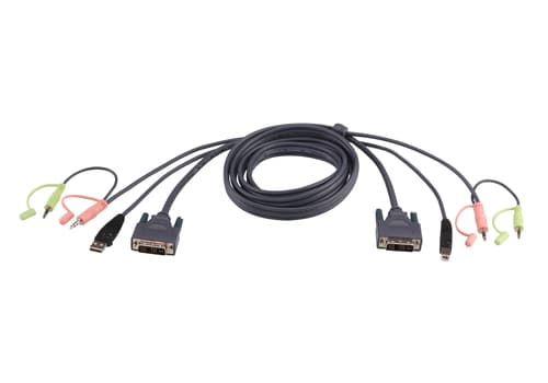 ATEN 2L-7D02UD - Video / USB / audio cable - USB, mini-phone stereo 3.5 mm, DVI-D (M) to mini-phone stereo 3.5 mm, USB Type B, DVI-D (M) - 1.8 m