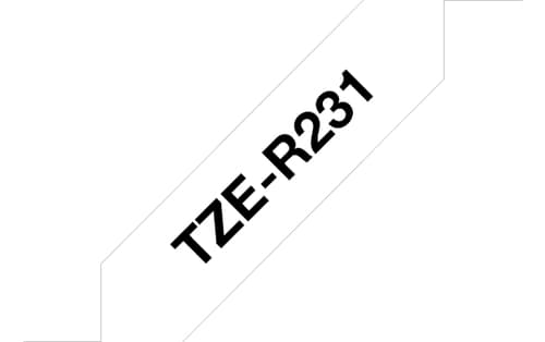 Brother TZe-R231 - Black on white - Roll (1.2 cm x 4 m) 1 cassette(s) ribbon tape - for Brother PT-D210, D600, H110, P-Touch PT-E310, P-Touch Cube PT-P300